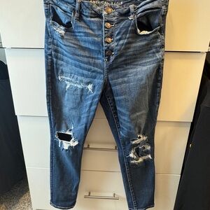 American Eagle Outfitters Blue Ankle Cropped Jeans